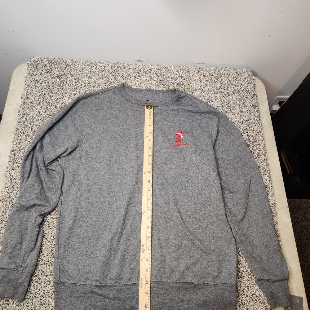 Disney Parks Mickey Mouse Santa‎ Crew Neck Sweatshirt Adult Unisex Small Grey